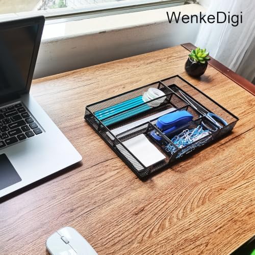 2-Pack 6-Compartment Mesh Office Drawer Organizer Tray, Black - Image 2