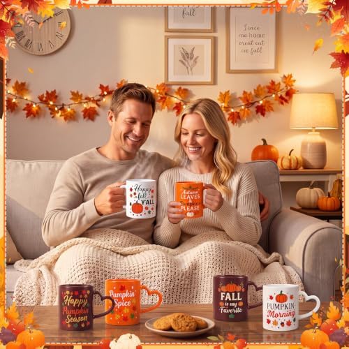 Pickmesh Fall Coffee Mug Set of 6, 10 oz Ceramic Teacher Mugs - Image 6