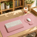 3-Piece Ergonomic Desk Mat Set 31.5"x15.7" with Pink Memory Foam Wrist Rest by HOME