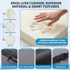 Memory Foam Office Chair Cushion with Lumbar Support Pillow – Ergonomic Desk Chair Cushion for Sciatica & Tailbone Pain Relief, L-Shaped Seat Cushion for Car, Truck, & Airplane Seat (Non-Slip Base) - Image 4