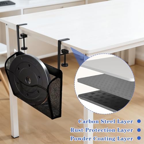 Clamp On Desk Organizer, 2-IN-1 Under Desk Side Organizer Storage, Wall Mounted Mesh File Rack, Hanging Office Organization for Document Magazine Paper School Supplies - Image 3