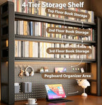 Desk Shelf Organizer with Pegboard & Storage Accessories, 2-Tier Desk Hutch Desktop Storage Rack, Desk Shelf for Office and Home Office Black Frame/Black Board (3-Tier) 21.7"×9.8"×36.6" - Image 5