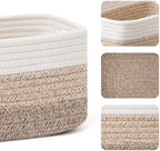 MiniArk Small Storage Baskets for Organizing | Closet Organizer Bins | Shelf Toy Basket | Woven Rope Baskets | Cube Decorative Box | Shallow Basket | 13x8.5x5.1” | 3 Packs Gradient Brown - Image 2