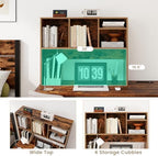 GOFLAME 4 Cubes Desktop Bookshelf, 37” Tabletop Wood Desk Shelf for Computer Monitor, Modern Countertop Desk Display Hutch Storage Organizer Shelf for Home Office, Dorm, Study, Rustic Brown - Image 4