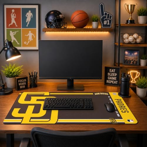 SOAR MLB Official Established Primary Logo Wordmark Home Office Desk Pad Mouse Pad Mat 35" x 16" (San Diego Padres, San Diego Padres) - Image 3