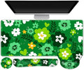AIMSA Keyboard Mouse Pad Wrist Rest Set, Large Gaming Mouse Desk Pad with Wrist Support Ergonomic Design, 4 in 1 Mousepad for Home Office, Green Flowers by AIMSA