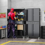 SUXXAN 71-Inch Metal Garage Cabinet with 2 Drawers and Pegboard Doors - Image 2