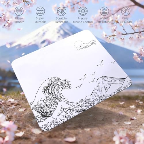 ATTACK SHARK CM05 Glass Gaming Mouse Pad,17.7x15.7 in Large Mouse Mat，Non Slip 9H Hard Mousepads,Nano-Textured Glass Surface with Improved Precision and Speed for FPS Players-Wave White - Image 2