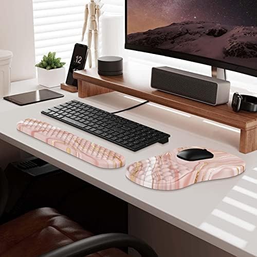 HAOCOO Ergonomic Keyboard Wrist Rest & Mouse Pad Set, Rose Gold Pink - Image 7