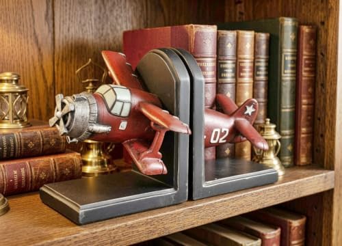 Bellaa Airplane Bookends, Biplane, Aeronautical, Wright Flyer Aircraft - Image 4