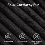 HIGOGOGO Round Stuffed Pouf Ottoman, Corduroy Poufs with High-Density Foam Filling, Furry and Fluffy Pouf Foot Stool Storage Ottoman, 20 X 15 Floor Poufs Foot Rest for Living Room, Black - Image 5