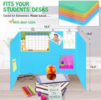 32 Pack Desk Privacy Panel Desk Divider - Pastel Colorful Testing Dividers for Classroom Supplies- Easy Clean Privacy Shields for Student Testing Desk dividers- Includes Extra Labels - Image 3