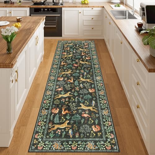 DUKINO 2x6 Runner Rug, Washable Animal Kitchen Rugs Non Slip, Black - Image 5