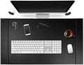 SumacLife Executive Modern Large Matte Onyx Black Leather Laptop Mat Office Desk Pad 34" x 20" with Lifting Side Rails for Blotter Paper by SumacLife