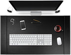 SumacLife Executive Modern Large Matte Onyx Black Leather Laptop Mat Office Desk Pad 34" x 20" with Lifting Side Rails for Blotter Paper by SumacLife