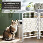 Red Lantern 2 ft. Short Fiber Weave Folding Screen - White - 8 Panels - Image 4