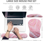 Mouse Pad Wrist Support, Laokiiy 2 in1 Keyboard Wrist Rest+ Ergonomic Mouse Pad, Non-Slip Wrist Rest for Computer Keyboard, Made Easy Typing & Relieve Wrist Pain(Rose Gold Pink Marble) - Image 5