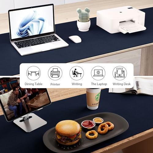 Aothia Leather Desk Pad Protector, Office Desk Mat, Large Mouse Pad, Laptop Desk Pad, Non-Slip PU Leather Desk Blotter, Waterproof Desk Writing Pad for Office and Home (Dark Blue, 47" x 24") - Image 6