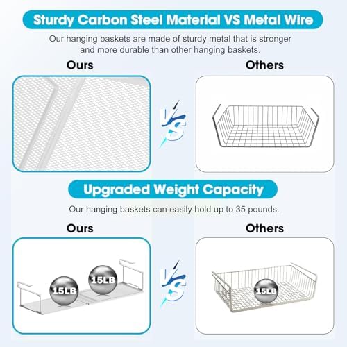 2 Pack Hanging Under Shelf Storage Basket, Expandable Organizer for Cabinets Pantry Shelves - Image 5