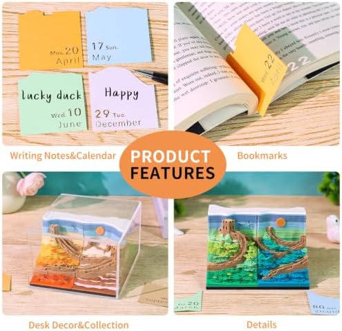 3D Time Piece Calendar, 2027 Desk Calendar With LED Light, 3d Tree Memo Pad Creative Desk Calendar, Christmas Gift for Colleague Friend, Desktop Decoration (Four Seasons) - Image 4