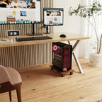 CPU Stand with 4 Caster Wheels - Fits PC, Printer, Most Computer Towers - Office, Home, Planter Caddies, Dog Bowl Stand (Walnut) - Image 2