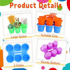 12 Pack Classroom Caddy Organizer with Handle Colorful Plastic Table Caddy Drink Cup Caddies Holder 12×9×3.5 Inch Storage School Supplies 6 Compartments for Table Crayon Pencil Cup Marker Craft - Image 3