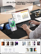 Wireless Charging Mouse Pad with Foldable Phone Holder, 15W Magnetic Fast Charging for iPhone Samsung, 31.5"x15.75" Large Desk Mat for Laptop/Keyboard, Waterproof Gaming Mousepad with Non-Slip Base - Image 3
