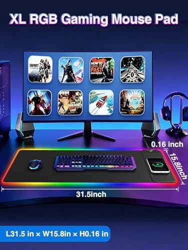 XXL RGB Gaming Mouse Pad with 15W Magnetic Wireless Charger - Image 3
