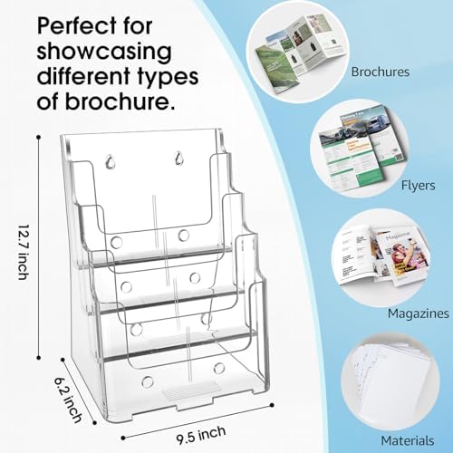 MaxGear 4 Tier Brochure Holder, 8.5 x 11, Removable Divider, 2 Pack - Image 2