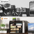 Wooden Mail Organizer, Desk Organizer with 3 Adjustable Shelves - Image 6