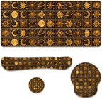 Boho Celestial Desk Mat Set Sun Moon Star Vintage Astrology Mouse Pad with Wrist Rest 4in1 Desk Mat for Desktop Ergonomic Keyboard Wrist Support Anti-Slip Computer Mouse Pad Home Office Gaming by Unknown