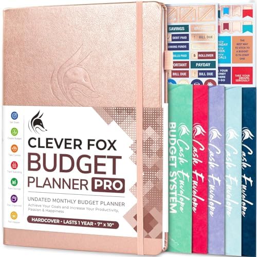 Clever Fox Budget Planner Pro with Cash Budgeting Envelopes, Rose Gold by CleverFox