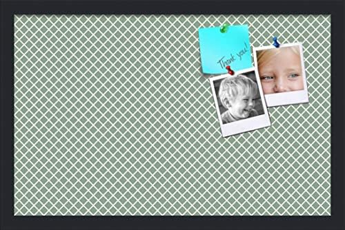 PinPix 22x14 inch Cork Bulletin Board. This Decorative Framed Pin Board Comes with Diamond Pattern in Nile Green Design and Satin Black. Ideal for Home, Office Decor or School (PinPix-380) by PinPixBulletinBoards