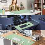 Watercolor Green Leaves Office Desk Mat 31.5" x 15.7" Desktop Mat PU Leather Large Mouse Pad White Mousepad Non-Slip Table Mat for Girls, Women, Home, Work, Computer, and Gaming - Image 6