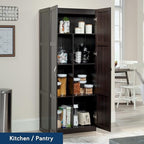 Sauder Storage Cabinet/ Pantry cabinets, 29.61 " x D: 16.02 " x H: 71.50", Cinnamon Cherry finish - Image 4