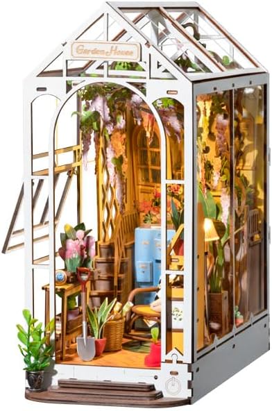 Rolife DIY Book Nook Kit Garden House, DIY Miniature Booknook Kit 3D Creative Decorative Bookend Bookshelf Insert 3D Puzzle for Adults, Halloween/Christmas Decorations/Gifts for Adults (Garden House) - Image 4