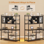 SEDETA L Shaped Computer Desk with Storage Shelves and Bookshelf, Black - Image 6