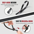 Reallnaive 500 Pcs 18 Inch Reusable Zip Ties Outdoor Heavy Duty 120lbs - Image 4