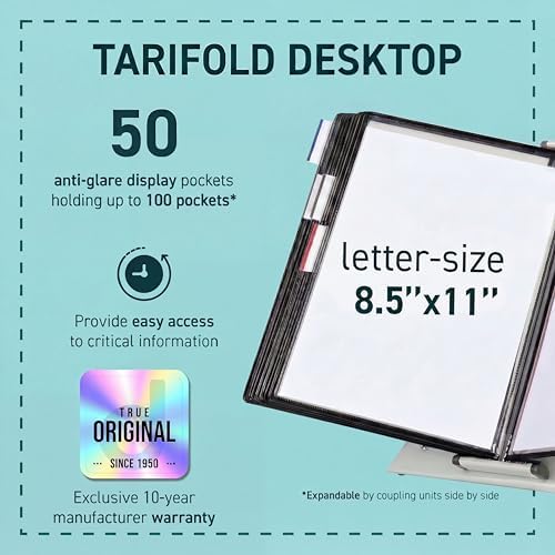 Tarifold Desktop Reference Display System, 50 Pockets, Expandable, Black - Image 2