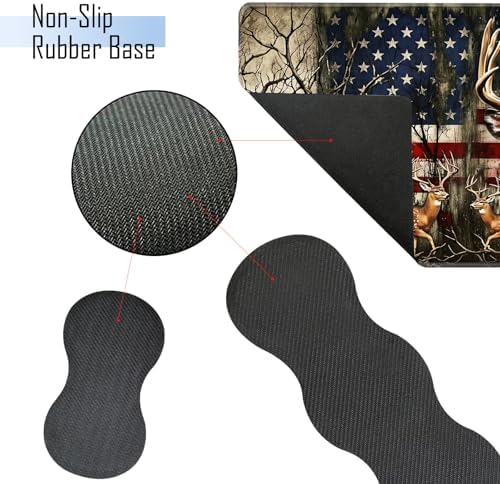 TGFEWYTJYJ Extended Gaming Mouse Pad,Memory Foam Ergonomic Keyboard Mouse Wrist Rest Support Set,Large Desk Mat with Stitched Edges,Non-Slip Base Mousepad Home Office,Camo Deer American Flag - Image 3