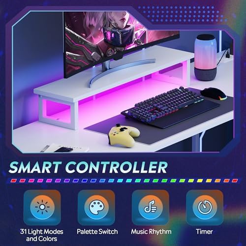 DEVAISE Computer Desk, Home Office, 66 Inch with Drawers, White - Image 4