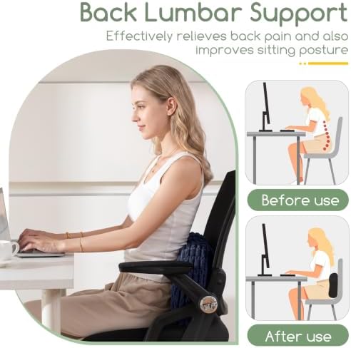 Lumbar Support Pillow for Recliner Chair/Accent Chair/Couch/Office Chair, Tufted Blended Corduroy Back Support Cushion for Elderly, Recliner Cushions for Back Rest, Pain Relief, Reading, Navy - Image 5