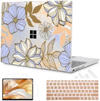 Mektron Case for 13.5" Microsoft Surface Laptop 5/4/3 with Metal Palm Rest Model 1951/1868, 2019/2021/2022 Release Plastic Hard Shell Cover with Screen Protector + Keyboard Cover, Abstract Floral by Mektron
