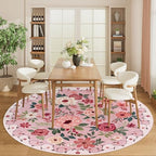 DUKINO 6ft Round Rug, Soft Washable Circle Rug for Bedroom Non Slip, Pink - Image 4