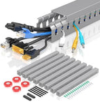 Open Slot Wire Duct Kit, 125.6"(8 x 15.7) Server Rack Cable Management, Cable Management Raceway for Hide Network HDMI VGA Cable, Wiring Raceway Cable Duct, Desk Wire Channel, 8 Pack, Grey by Aocii