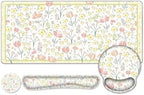 Desk Mat, 4in1 Large Mouse Pad with Wrist Rest, Cute Desk Mat, Anti-Slip XXL Computer Ergonomic Mousepad with Wrist Support for Keyboard and Mouse, Nice Yellow Flowers by NXZGO
