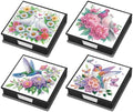 4 Pcs Floral Bird Diamond Art Sticky Note Holder with 640 Sheets Paper, 5D DIY Desktop Memo Pad Organizer for Women, Office Supplies Desk Decor Accessory, Creative Craft Gift by POETRYDRAW