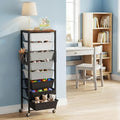 Rolling Cart with Drawers, Rolling Storage Cart with Large Plastic Drawers & Wooden Tabletop, Utility Cart with Pegboards & Basket, Storage Drawers Cart for Living Room, Classroom, Bedroom, Office by Unknown