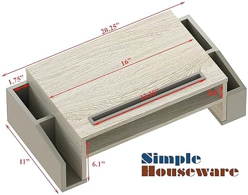 Simple Houseware Desk Monitor Stand Riser w/ Adjustable Tray, Maple - Image 4