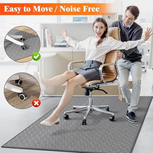 KMAT Office Chair Mat, 46x60in Heavy Duty Hardwood/Tile Floor Protector, Floor Mat Computer Desk Mat for Rolling Chairs, Work, Study, Office, Grey - Image 5